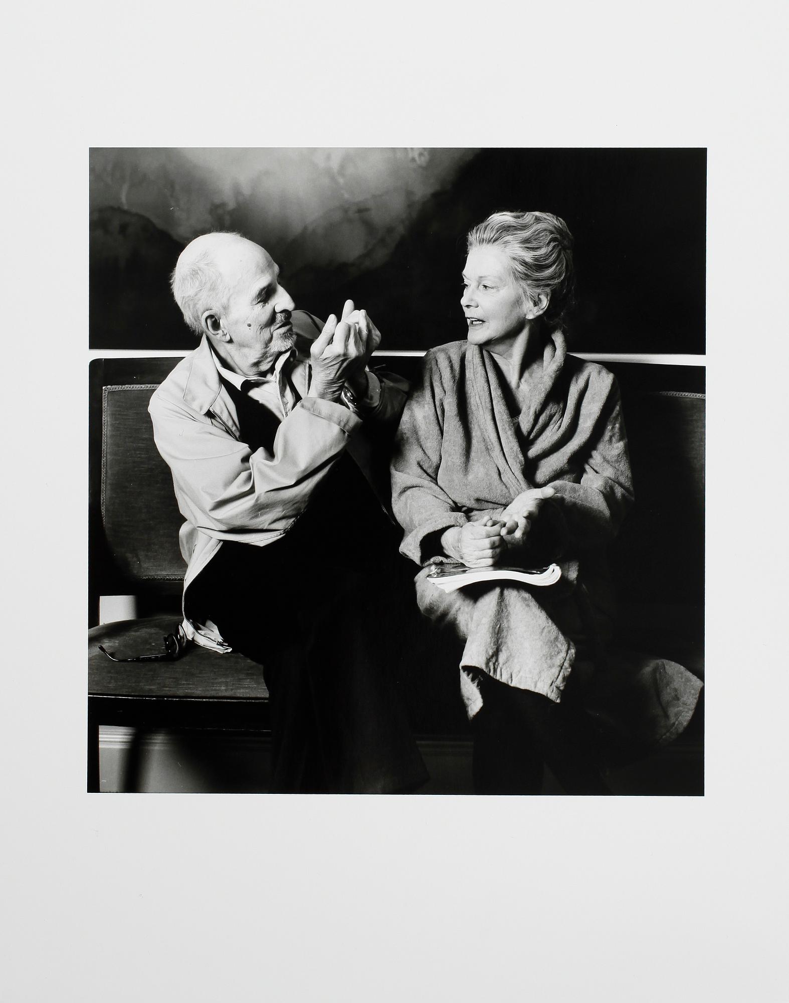 BERNT-OLA FALCK, tillskriven, silvergelatinfotografi, porträtterande Ingmar Bergman och Anita Björk på Dramaten.