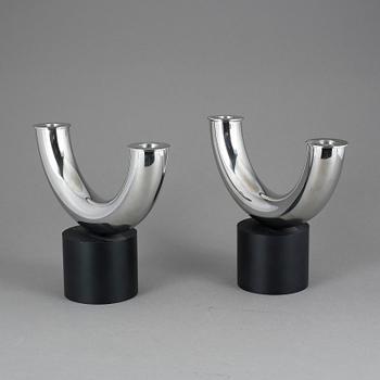 LJUSSTAKAR, ett par, stål, Georg Jensen, Danmark.