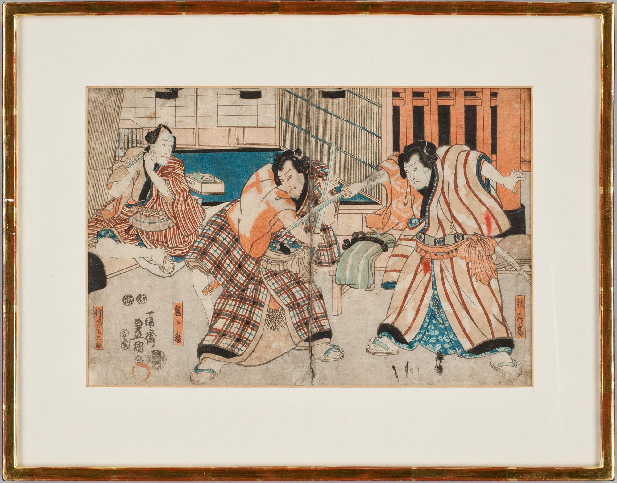 TOYOKUNI III, träsnitt, Japan. 1800-tal.