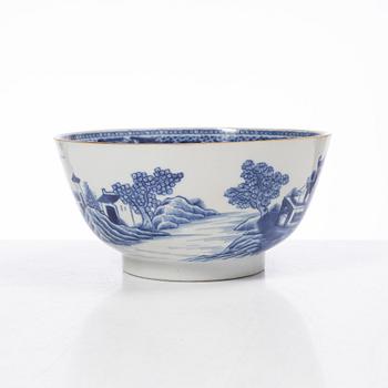 Five pieces of underglaze blue decorated porcelain, china, Qianlong (1736-95) & Jiaqing (1796-1822).