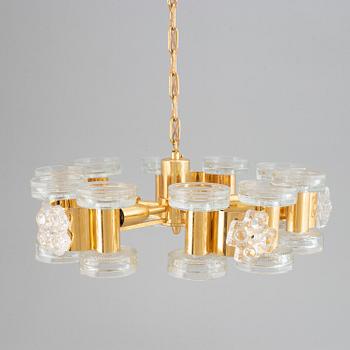 A brass and glass ceiling glass,  second half of 20th Century.