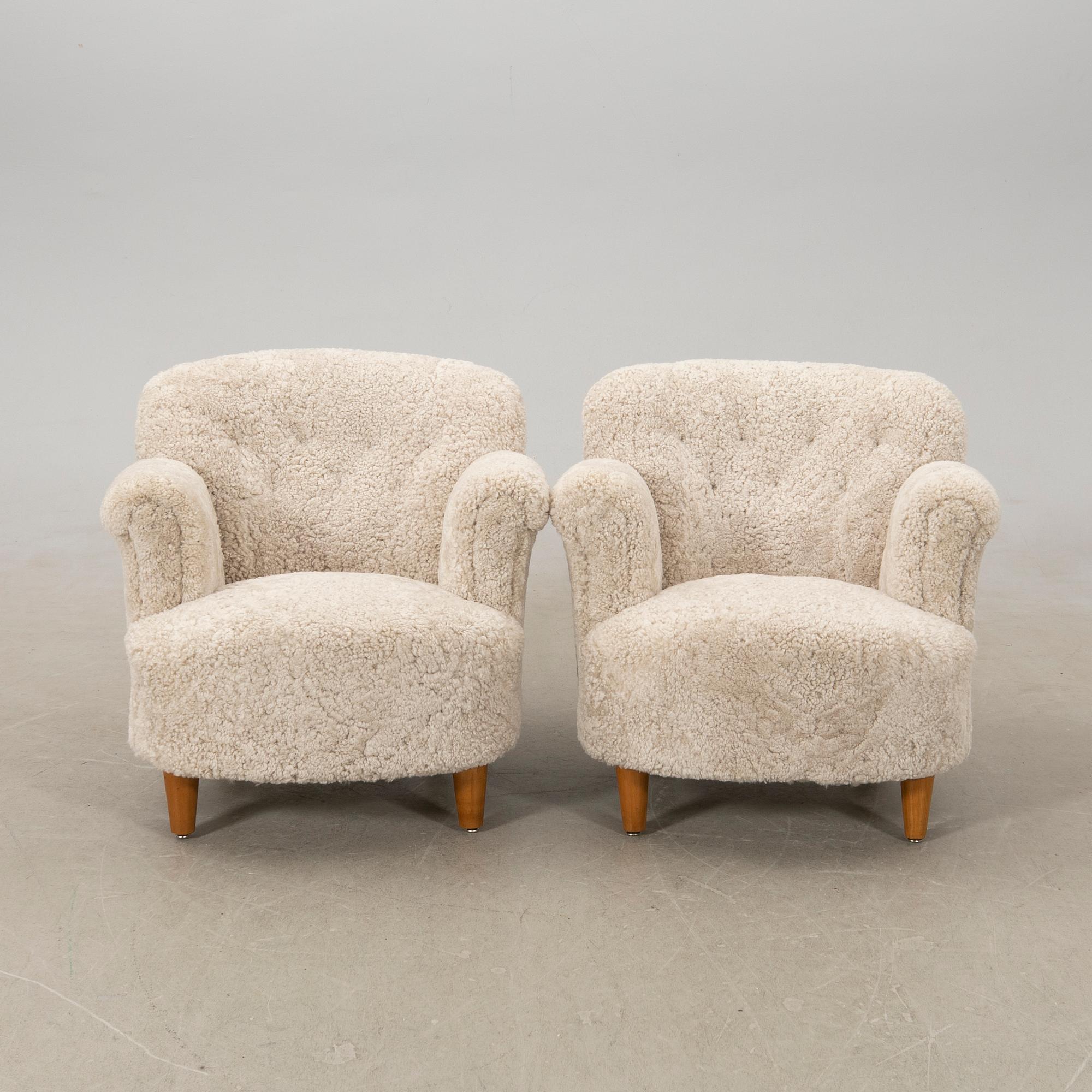 Armchairs a pair Swedish Modern 1940s.