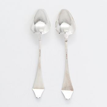 Ilmari Saha, a 12-piece set of silver table spoons in original boxes, Pori, Finland 1927-31.