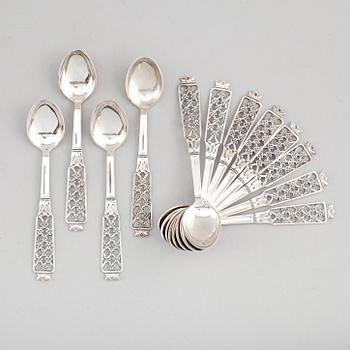 KAFFESKEDAR, 11 st, silver, Ceson, Göteborg 1979.  Vikt ca 168 g.
