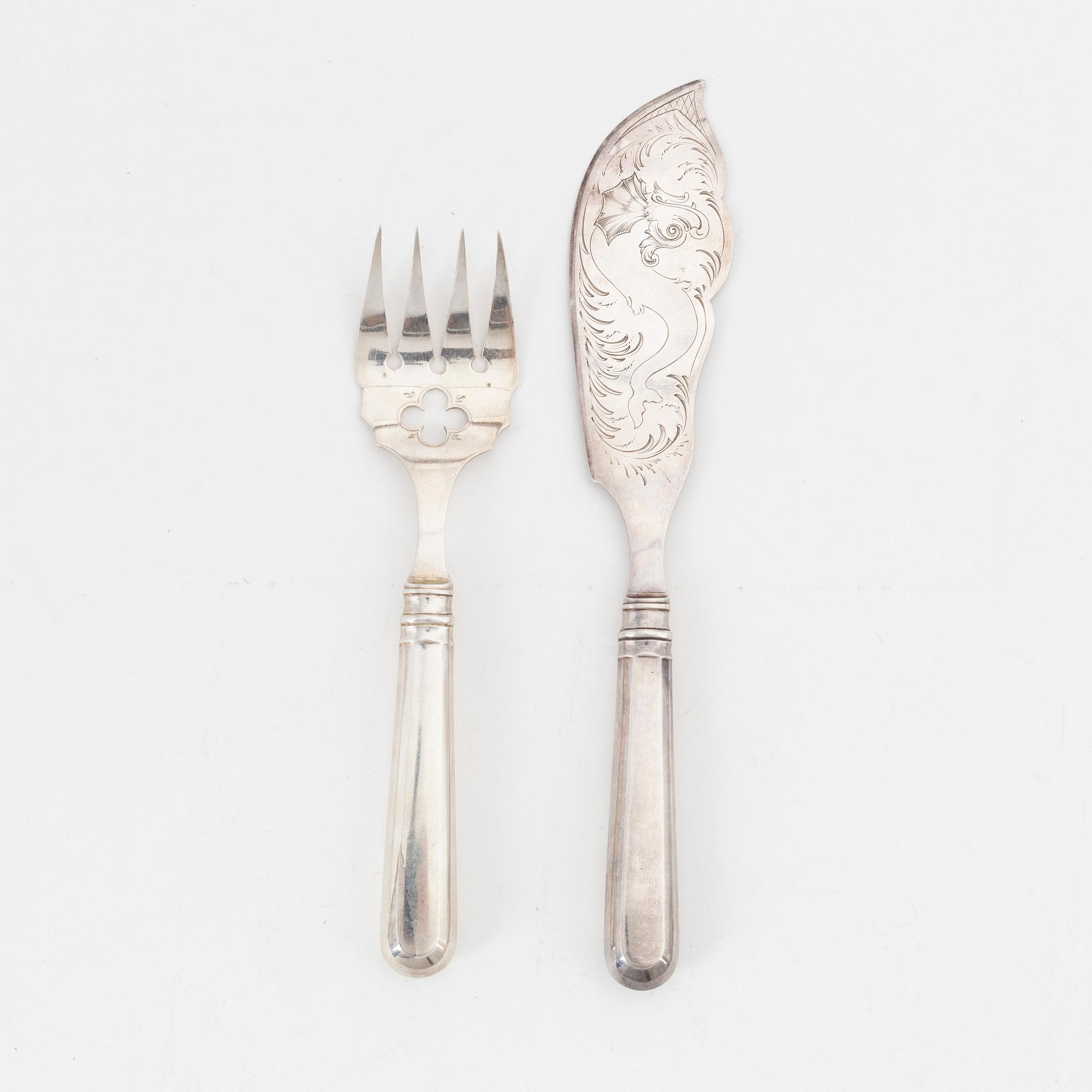 A pair silver serving cutlery, Tallinn 1882.