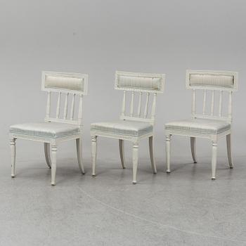 Three late Gustavian chairs, circa 1800.