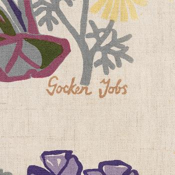 Gocken Jobs, Curtain panels, a pair, "Rhubarb", Jobs Handprint.