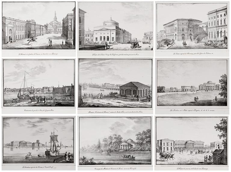 A SET OF 9 LITHOGRAPHS.