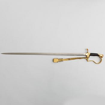 A Swedish artillery officers sabre 1889 pattern with scabbard.