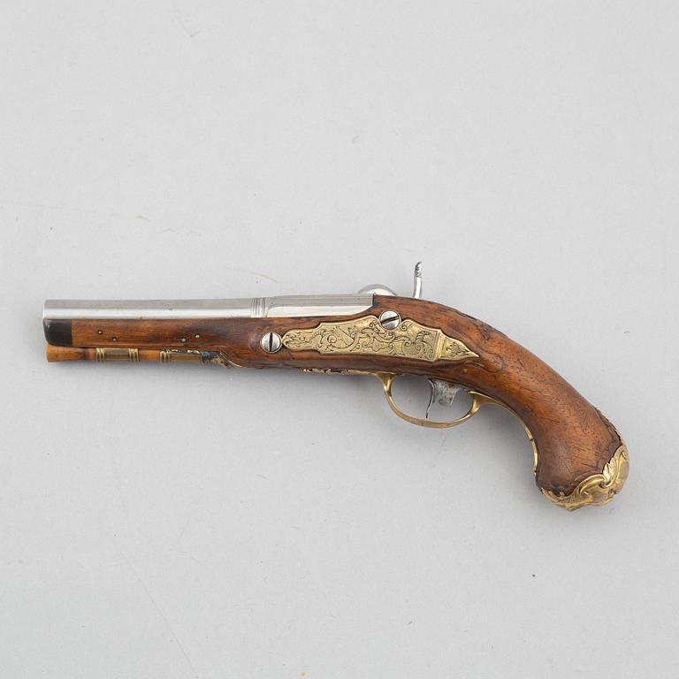 Percussion pistol, converted from flintlock, Anton Gerhardt Stockholm (1705-49).