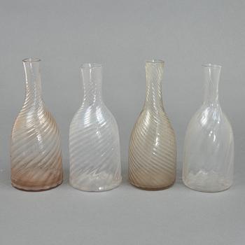 A set of four Swedish glass caraffers, 19th century.