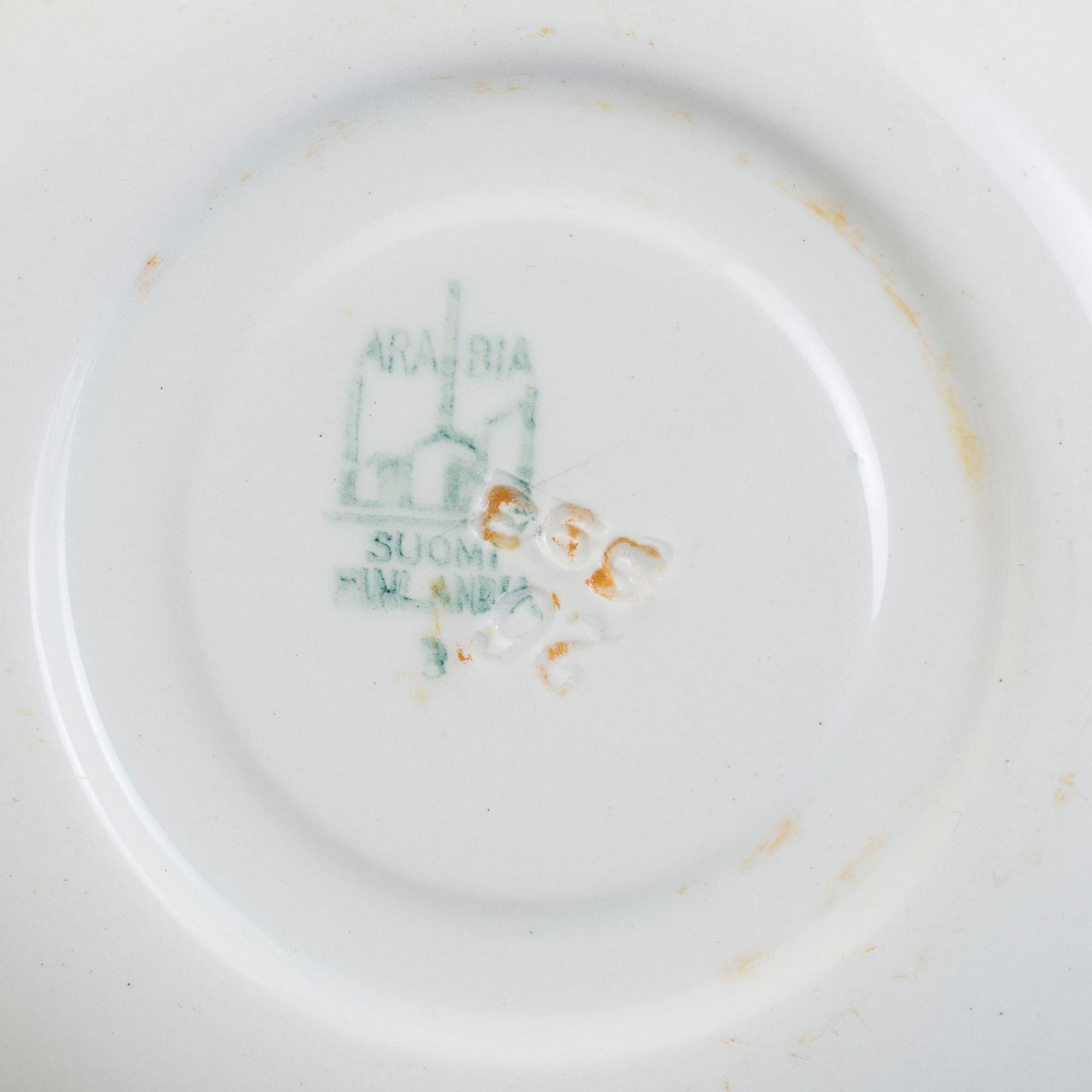 2 parts of 1932-49 children's porcelain cup and saucers by Arabia, Finland.