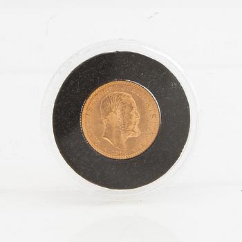 Gold coin Sweden, Oscar II 10 kr, 1901.