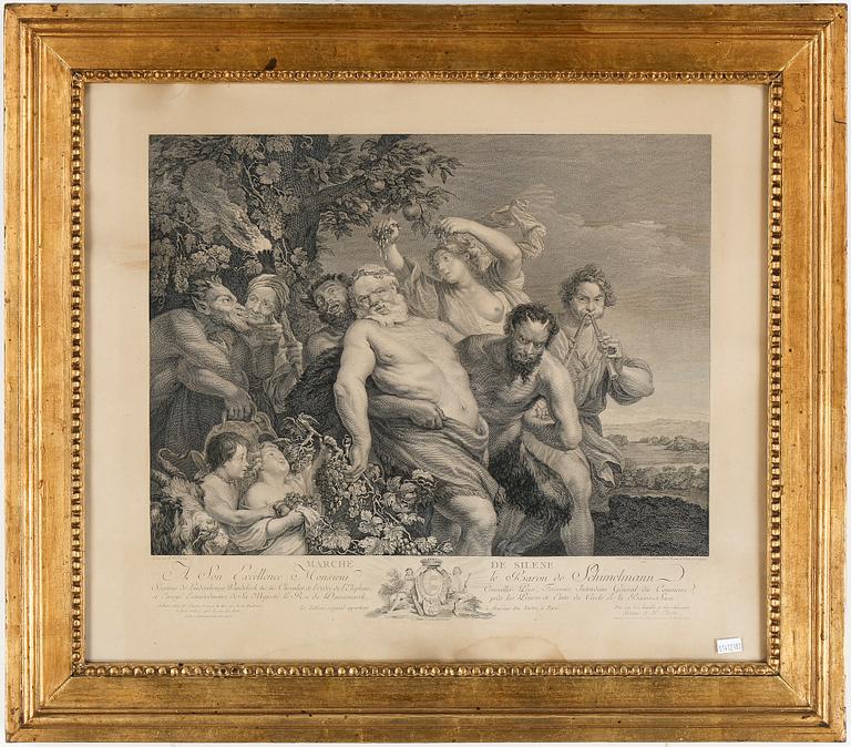 NICOLAS DE LAUNAY, gravyr efter Rubens, 1700-tal.