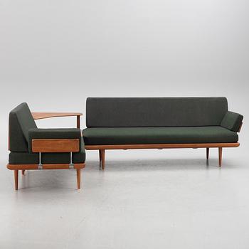 Peter Hvidt & Orla Mølgaard  Nielsen, a "Minerva" group with two sofas and a table, France & Son, Denmark, 1960's.