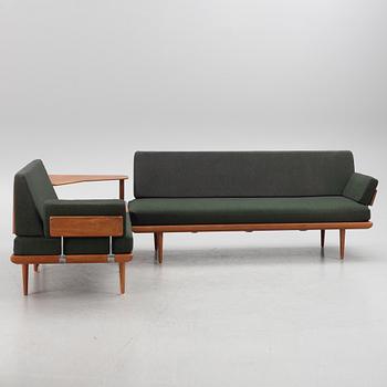 Peter Hvidt & Orla Mølgaard Nielsen, soffgrupp, 3 delar, "Minerva", France & Son, Danmark, 1960-tal.