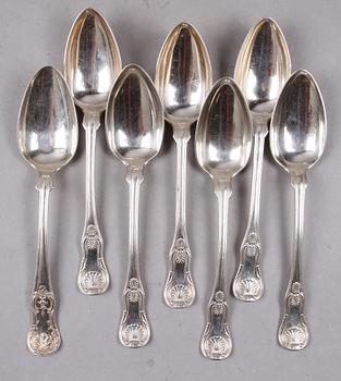 MATSKEDAR, 7 st, silver, mest Petter Nordmark, Stockholm 1836.