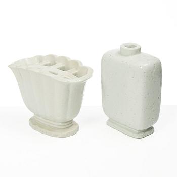 Gunnar Nylund, vaser, 4 st, chamotterat stengods, Rörstrand 1930-40-tal.