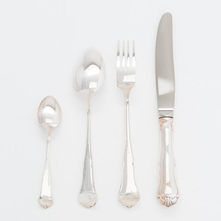 Bestickuppsättning, 24 delar, silver, "Chippendale", 1992-99. I besticklåda.