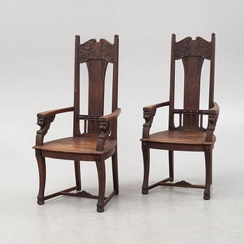 A pair of Art Nouveau armchairs, early 20th Century.
