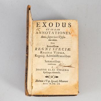 Johannes Elai Terserus:
Exodus et in eam annotationes...Stockholm, Meurer, 1660.