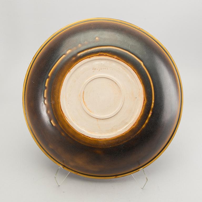 A set of six vases and a dish, by different makers, Höganäs and Vallåkra.