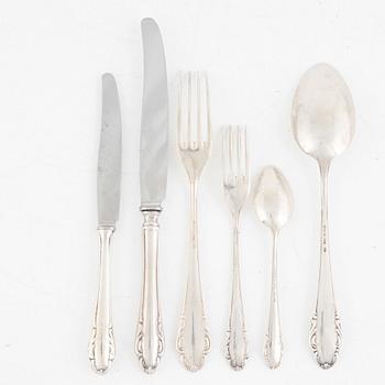 A Swedish Silver Cultery Set, model 'Haga', mark of Skandia Silver, Stockholm, some 1938 (64 pieces).