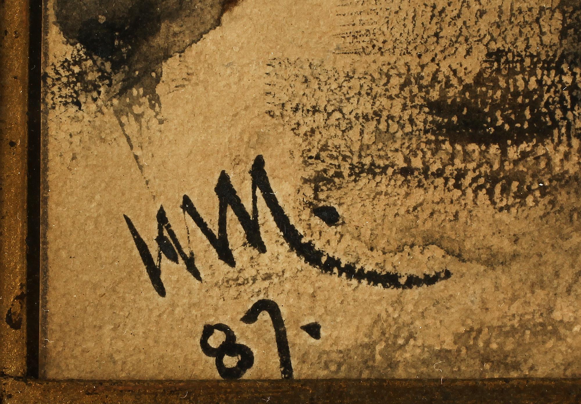 OKÄND KONSTNÄR, akvarell, monogramsign KM för Knud Marstrand samt dat -87.