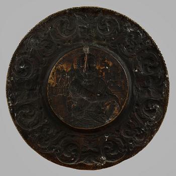 VÄGGPLÅT, metall, barockstil, 1900-talets första hälft.