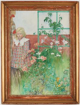 Carl Larsson, "Stött" / "Flicka vid spalier" (Offended/Girl by trellis).