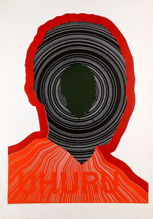 OLOF SANDAHL, linoleumsnitt, sign o numr 3/50, dat 1974.