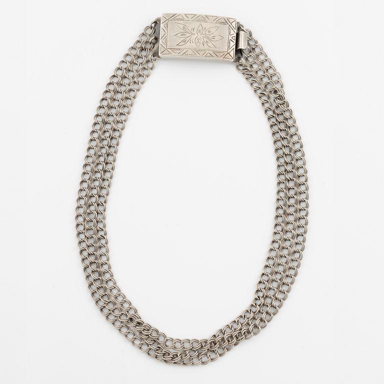 Collier, silver, folkdräktsmycke.
