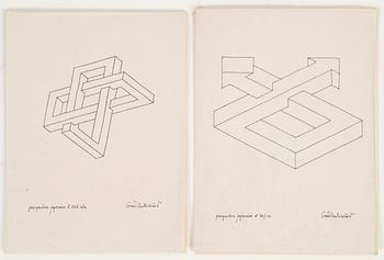 Oscar Reutersvärd, tusch på papper, 2st, signerade.