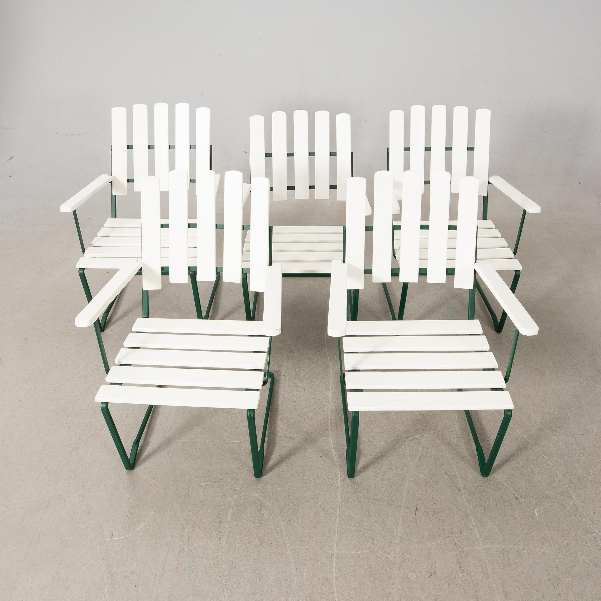 Arthur Lindqvist, garden group 6 parts, model 9A and model 2A, Grythyttan 20th century.