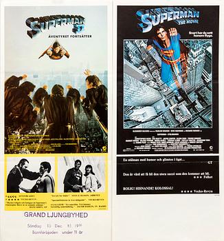 Filmaffischer 2 st. Sverige "Superman The movie" 1978 och "Superman II- Äventyret fortsätter" 1980.