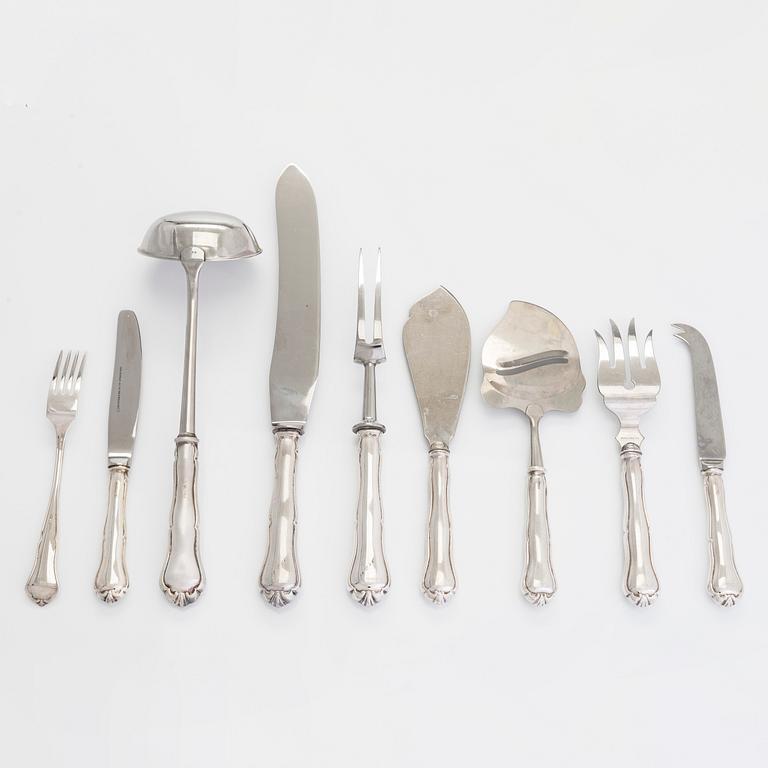 A 19-piece set of 'Chippendale' silver cutlery,Turku and Hämeenlinna 1957-1989.