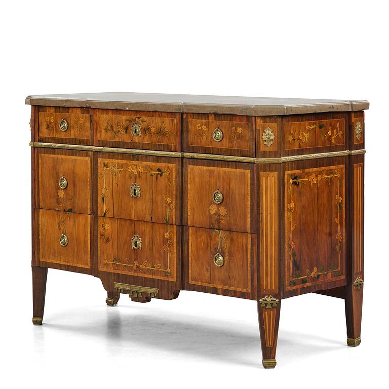 A Gustavian marquetry commode attributed to J. Hultsten (master in Stockholm 1773-94).