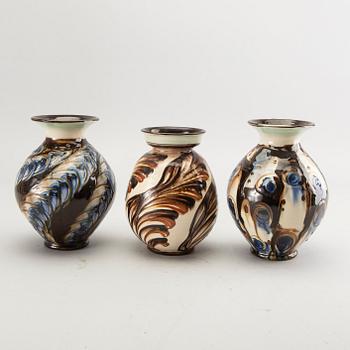 Herman Kähler, three  ceramic vases, Denmark 1910/20's.