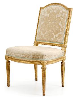 1285. STOL. Ny-Louis XVI, omkring år 1900. Hermitage Museums märkning 1920-tal.