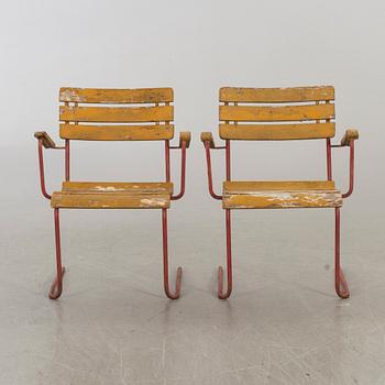 TRÄDGÅRDSSTOLAR, FÅTÖLJ SAMT BORD, Bjärnum, 1900-talets mitt.