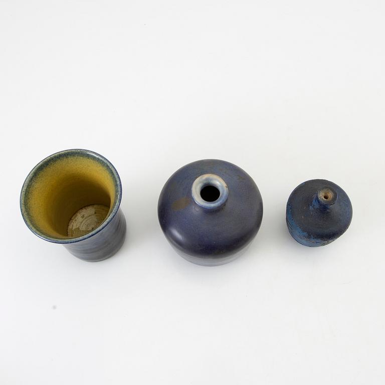 Gunnar Nylund, Vases 3 pcs and a bowl, Lomma 1970s and 80s.