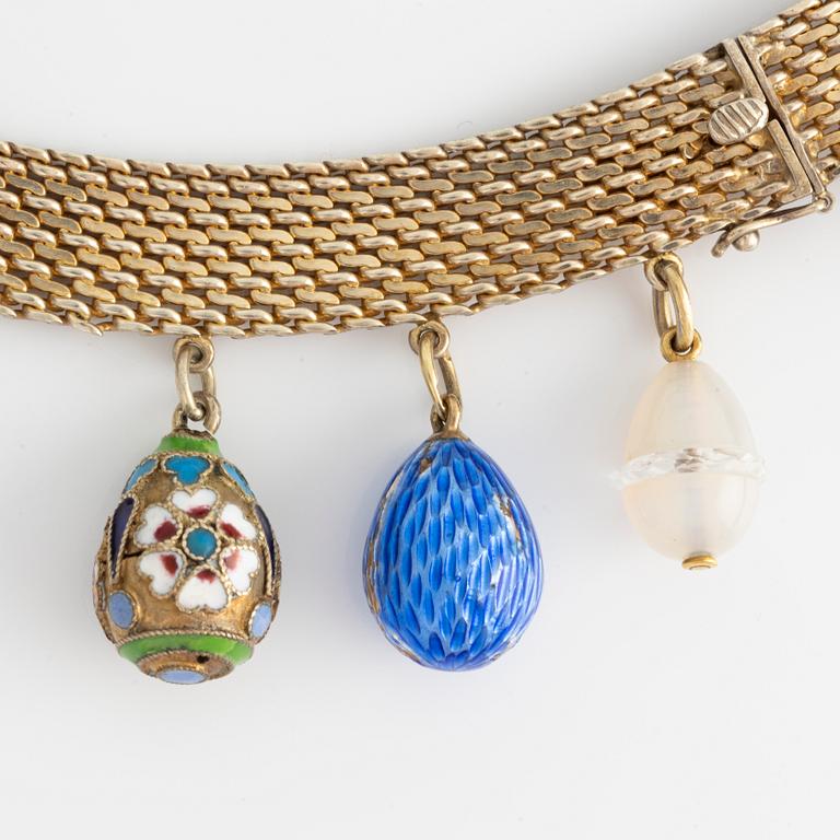 Necklace with 22 miniature Easter eggs, one of which is by Carl Fabergé.