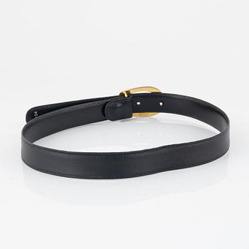 Gucci, two black leather belts, size 70-85.