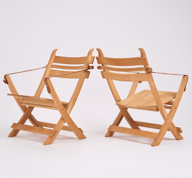Hans J. Wegner, sex fällstolar, "Havestolen" modell "PP90", PP Møbler, Danmark 1970-tal.