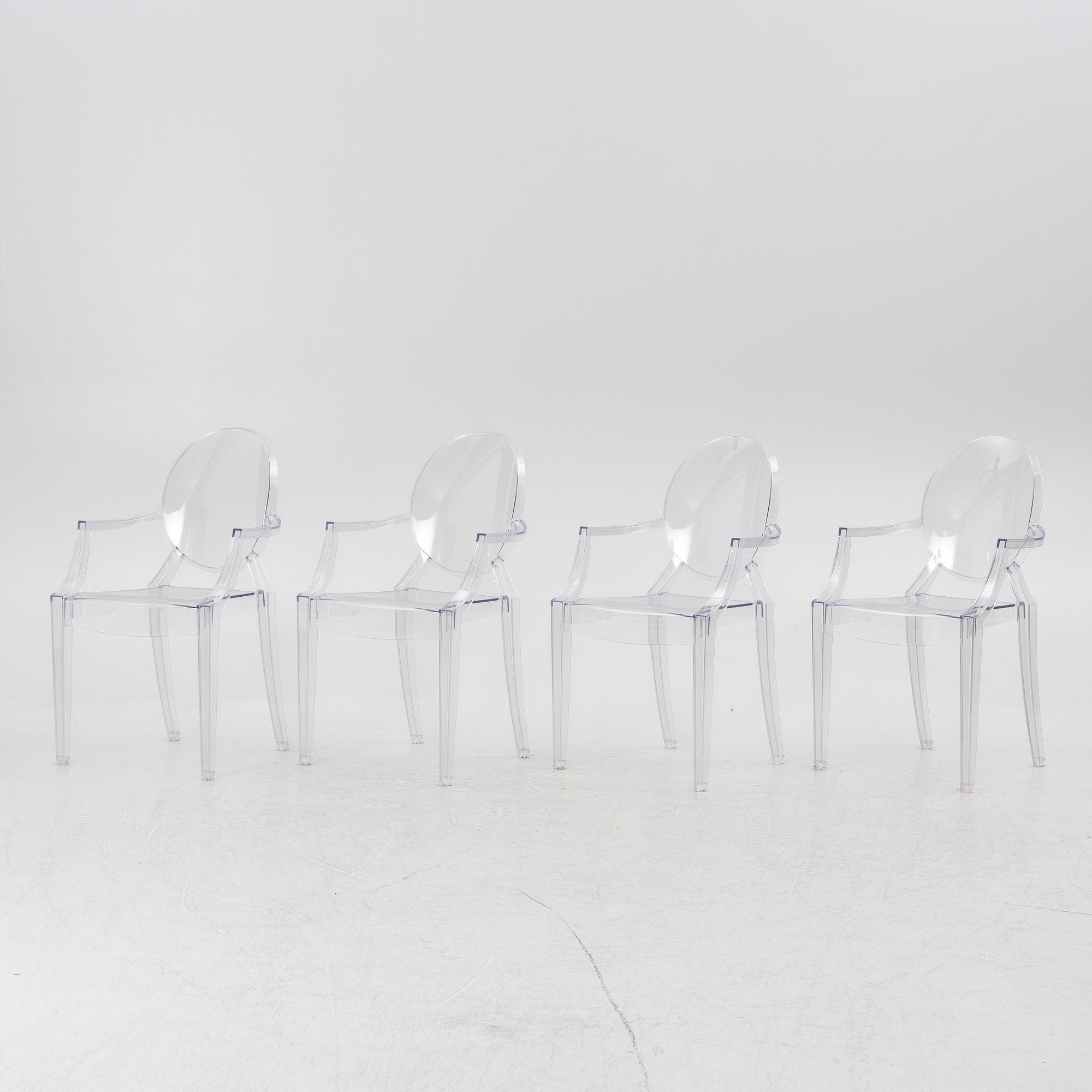 Philippe Starck, karmstolar, 4 st , "Louis Ghost", Kartell.