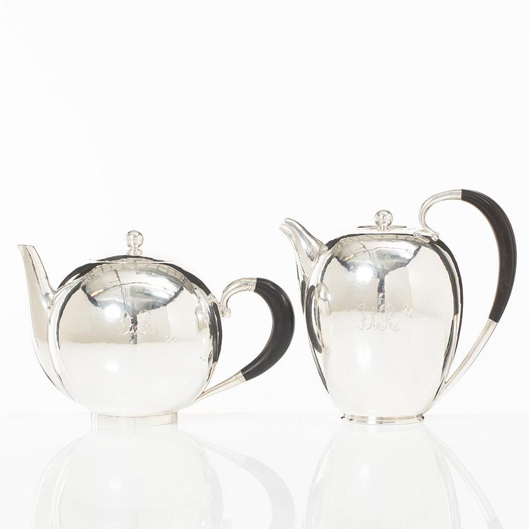 Georg Jensen, a set of four pieces tea and coffee service, sterling silver, design Johan Rohde, 533 and 787, Copenhagen.