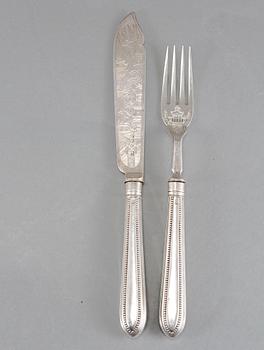 FISKBESTICK, 24 delar, silver, London, 1879, vikt 1500 gram.