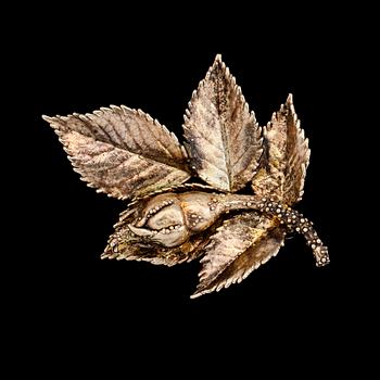 BROSCH, sterlingsilver, Flora Danica, Eggert, Danmark. Vikt ca 10 g.