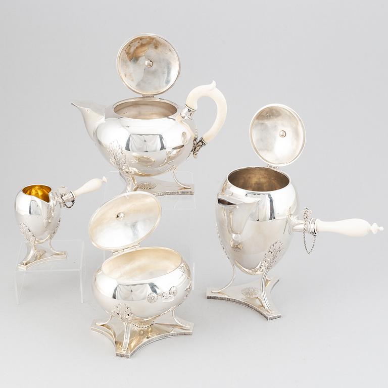 A Swedish Empire-style silver coffee- and tea-set, mark of CG Hallberg, Stockholm 1912-1914.