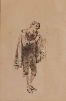 Albert Edelfelt, tuschteckning, ej signerad.
